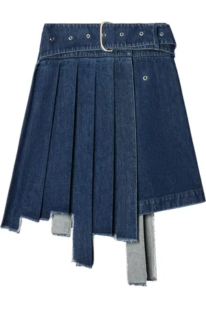 OFF-WHITE Falda de mezclilla con diseño asimétrico y detalle plisado