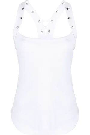 The Attico Camiseta de canalé con detalle de ojales