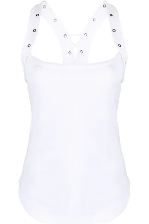 The Attico Camiseta de canalé con detalle de ojales