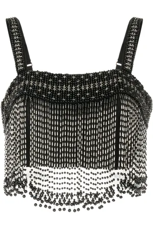Elisabetta Franchi Top corto con detalle de cuentas