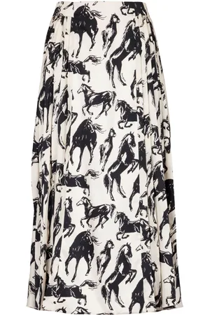 Balmain Falda midi con caballo estampado