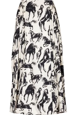 Balmain Falda midi con caballo estampado