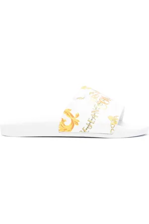 VERSACE Flip flops con logo estampado y puntera abierta