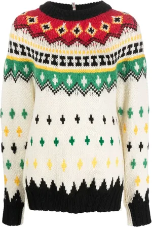 Moncler Suéter de tejido Fair Isle con cuello redondo