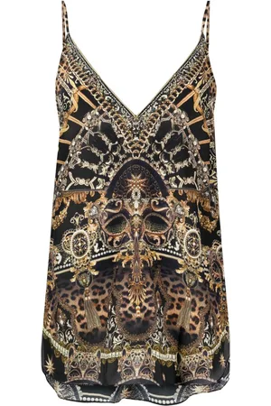 Camilla Top con cuello en V y estampado gráfico