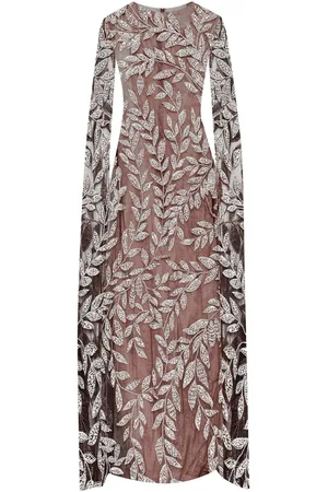 Oscar de la Renta Vestido manga larga con detalles de cristal