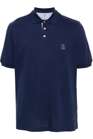 Brunello Cucinelli Playera tipo polo de piqué con logo estampado