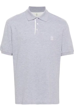 Brunello Cucinelli Playera tipo polo de piqué con logo estampado