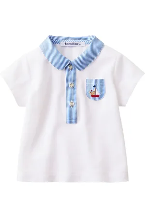 Familiar Playera tipo polo con detalle de rayas