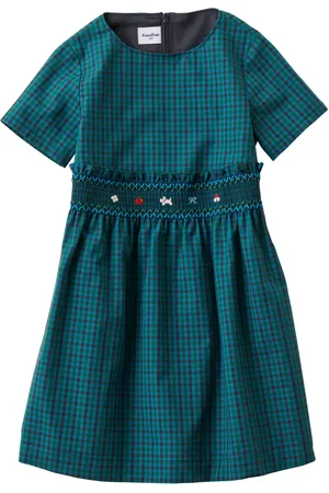 Familiar Vestido manga corta con cuadros estampados