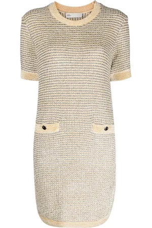 Tory Burch Vestido midi de terciopelo con motivo de rayas
