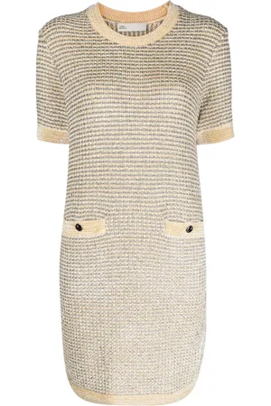 Tory Burch Vestido midi de terciopelo con motivo de rayas