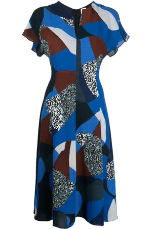 Paul Smith Vestido midi con cuello en V y estampado gráfico