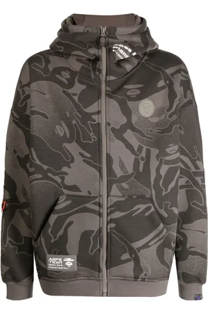 A Bathing Ape Hoodie con cierre y estampado militar