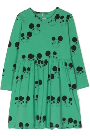 Mini Rodini Vestido plisado con estampado gráfico