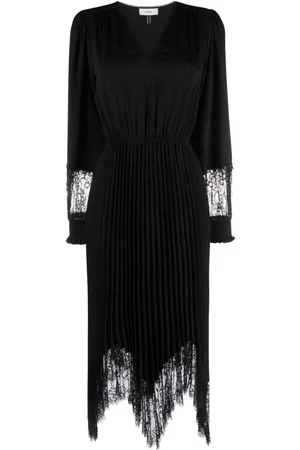 NISSA Vestido midi con diseño plisado y ribete de encaje