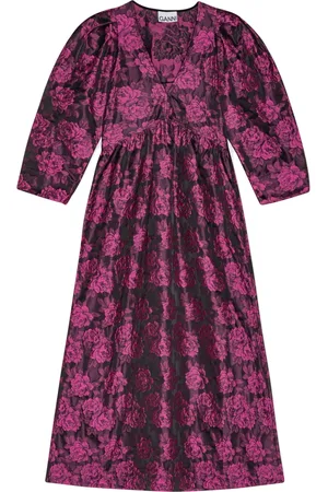 Ganni Vestido midi con mangas farol