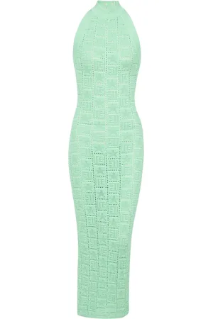 Balmain Vestido midi tejido con monograma