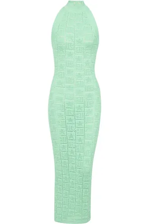 Balmain Vestido midi tejido con monograma