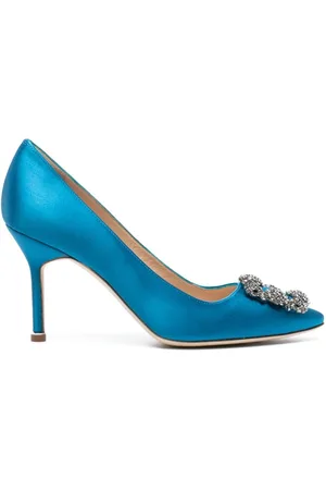 Manolo Blahnik Zapatillas de satén Hangisi con tacón de 90mm