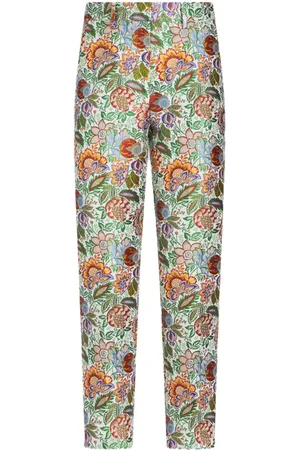 Etro Pantalones de vestir con motivo floral en jacquard