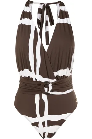 Brigitte Traje de baño con estampado de cuadros y cuello halter