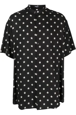 Balmain Camisa con cuello mao y estrellas estampadas