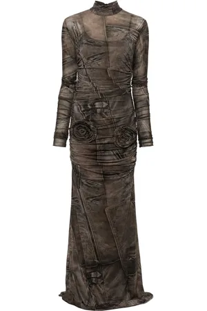 BLUMARINE Vestido fruncido con estampado gráfico
