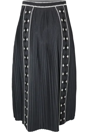 ULLA JOHNSON Falda midi Sabina con diseño bordado y pliegues