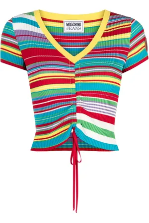 Moschino Top con motivo de rayas y cuello en V