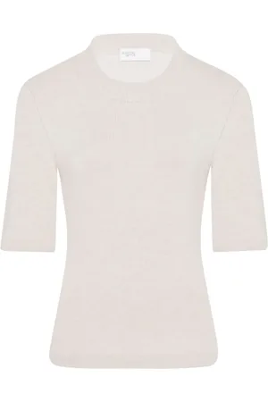ROSETTA GETTY Top tejido de canalé con cuello redondo