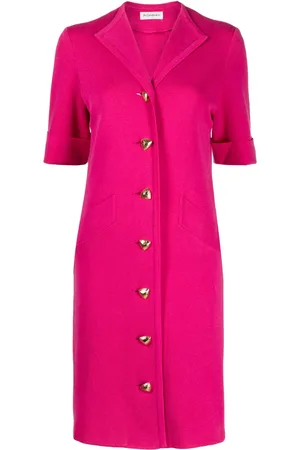 Saint Laurent Vestido midi manga corta