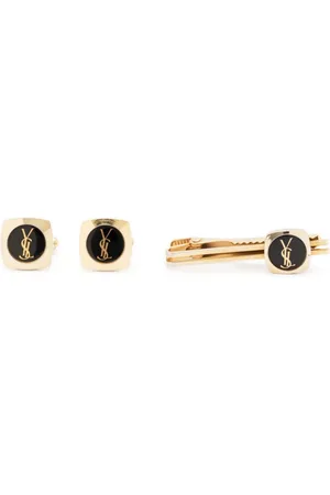 Saint Laurent Juego de mancuernillas y clip de corbata con logo Cassandre 1980