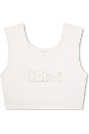 Chloé Camiseta corta con logo bordado