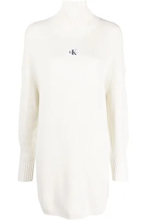 Calvin Klein Vestido tipo suéter tejido de canalé