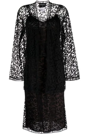 CHANEL Conjunto de chamarra y vestido con logo 1998