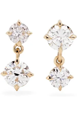 Lizzie Mandler Aretes Large Alternating en oro amarillo de 18kt con diamantes
