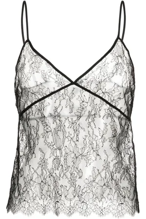 Kiki de Montparnasse Top con encaje floral y cuello en V