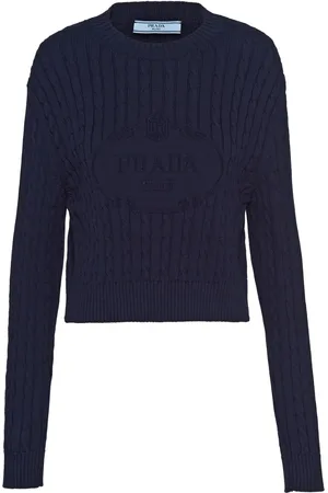 Prada Suéter en tejido de ochos con logo de intarsia