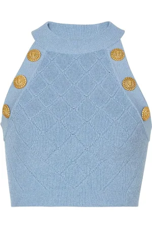 Balmain Top corto tejido con seis botones