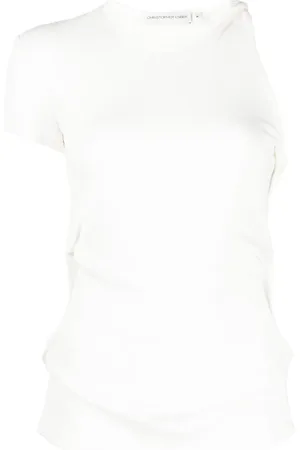 CHRISTOPHER ESBER Playera de canalé asimétrica con detalle retorcido