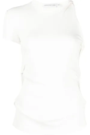 CHRISTOPHER ESBER Playera de canalé asimétrica con detalle retorcido