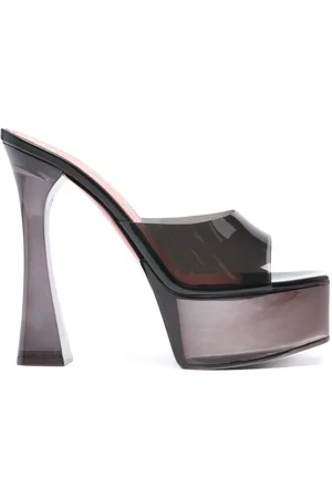 Amina Muaddi Mules Dalida Glass con plataforma de 140mm