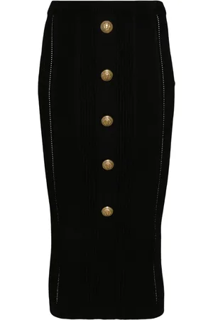 Balmain Falda midi tejida de canalé