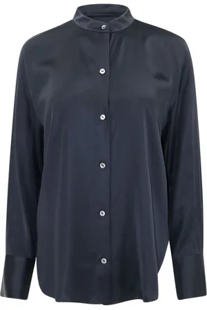 Vince Camisa satinada con cuello mao