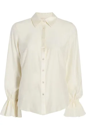 Cinq A Sept Camisa de seda Roxie con ribete de encaje