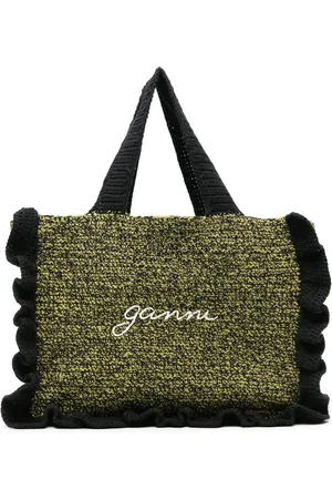 Ganni Tote tejido con logo bordado