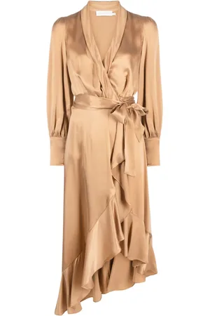 ZIMMERMANN Vestido midi de seda manga larga