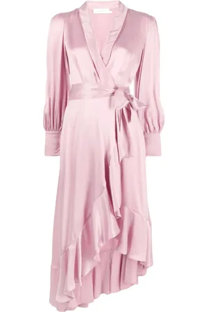 ZIMMERMANN Vestido midi de seda manga larga