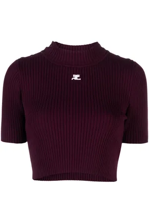 Courrèges Blusa de canalé con parche del logo